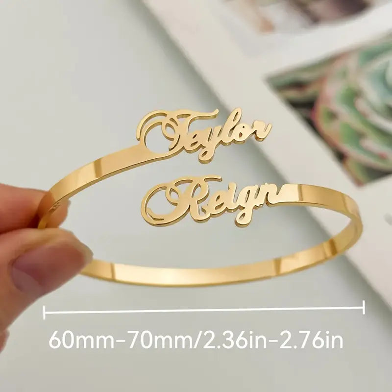 Personalized Couple’s Bracelet  – Adjustable Open Design