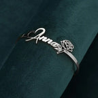 Personalized Rose Heart Name Bracelet – Adjustable Open Design