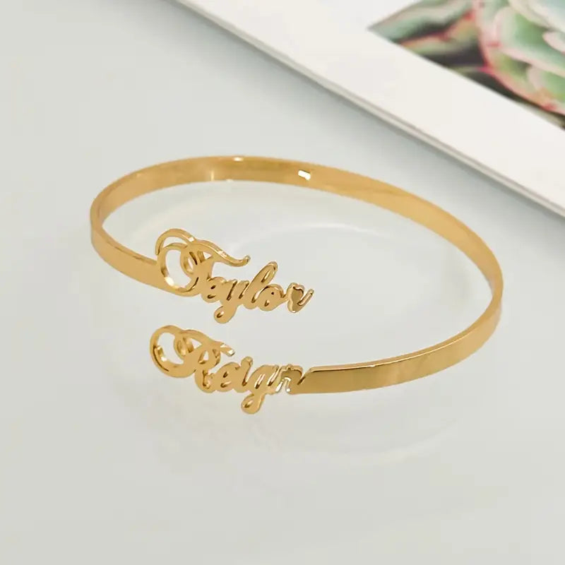 Personalized Couple’s Bracelet  – Adjustable Open Design