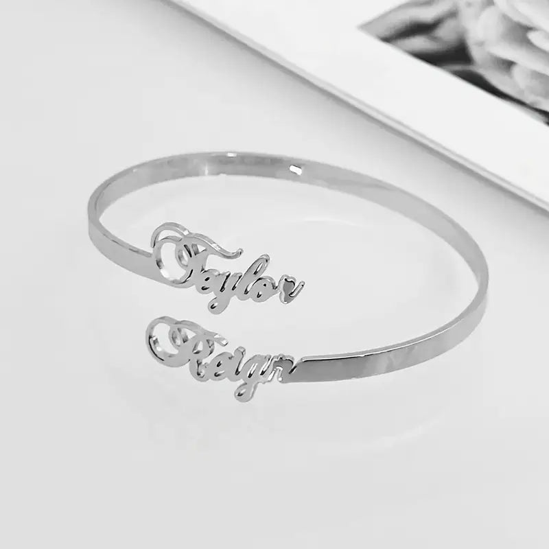 Personalized Couple’s Bracelet  – Adjustable Open Design