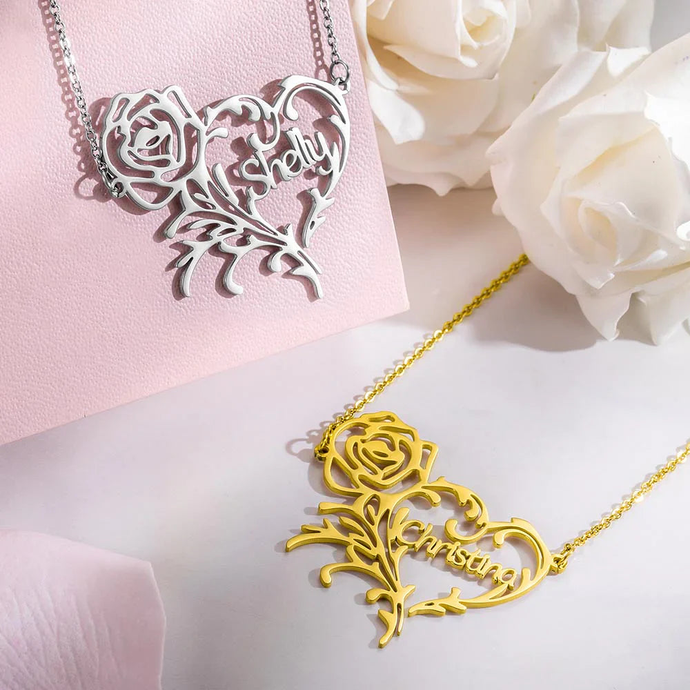 Handmade Rose Heart Necklace
