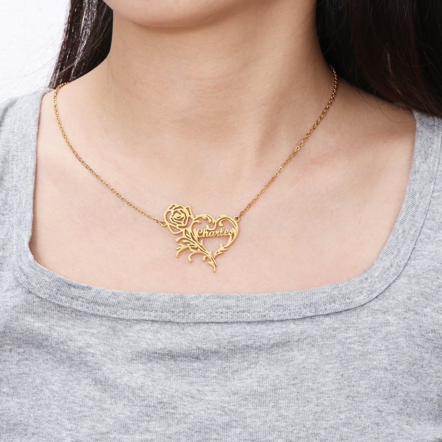 Handmade Rose Heart Necklace