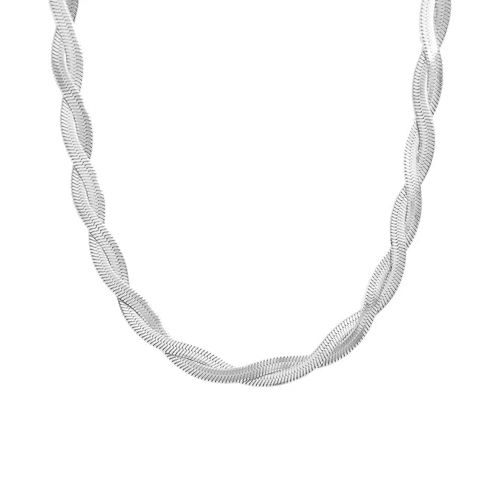 Silver Twist Snake Chain Necklace