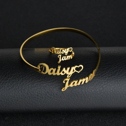 Custom Double Name Bracelet & Ring Set