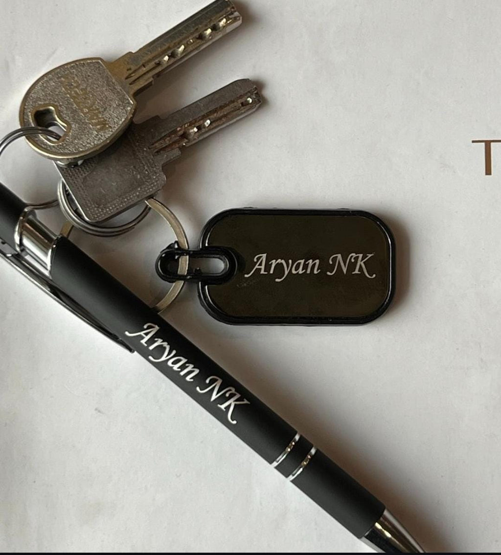 Customized your name engraving pen and keychain with best gift box packing