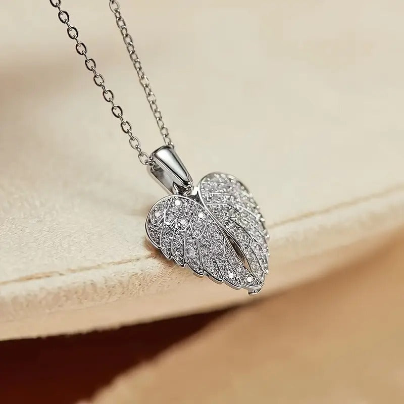 Personalized Heart Name Angel Wings Necklace