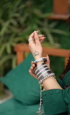 Royal Pearl & Golden Bangle Set with Jhumka Hangings