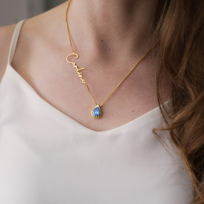 Customized Name Necklace With Stone