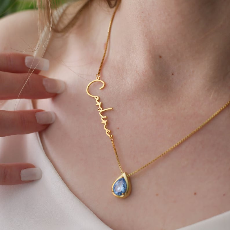 Customized Name Necklace With Stone