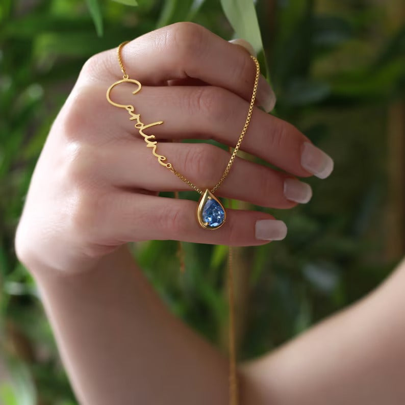 Customized Name Necklace With Stone