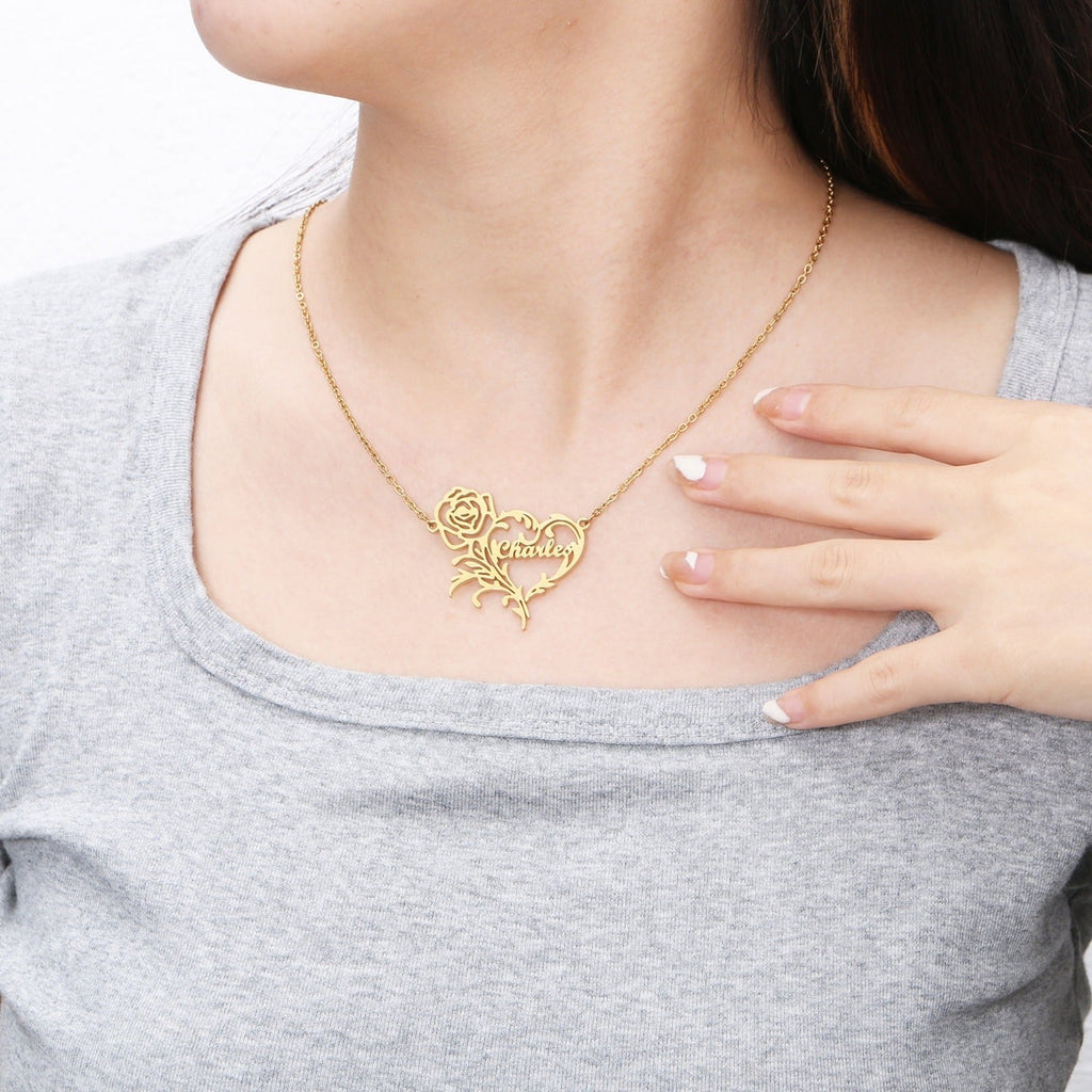 Handmade Rose Heart Necklace