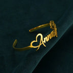 Personalized Rose Heart Name Bracelet – Adjustable Open Design