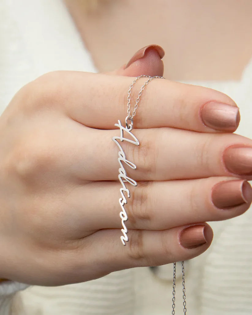 Custom Vertical Name Necklace – Personalized Jewelry Gift