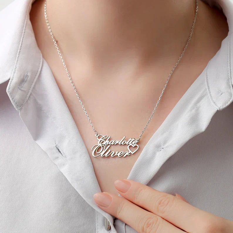 Customized Double Name Heart Necklace