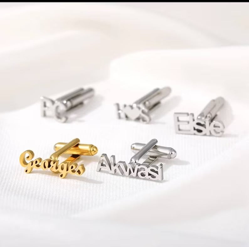 Customize Name Cufflinks – Personalized Letter Cufflinks for Groom, Wedding & Formal Wear
