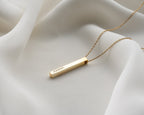 Personalized 3D Vertical Bar Necklace – Custom Engraved One-Sided Pendant Gift