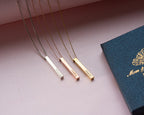 Personalized 3D Vertical Bar Necklace – Custom Engraved One-Sided Pendant Gift