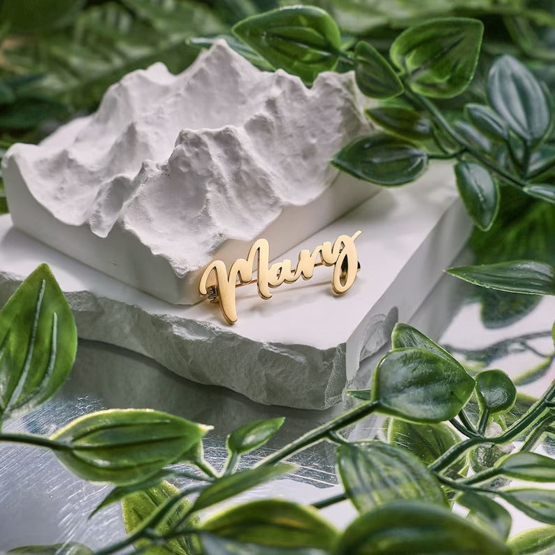 Customize Name Brooch – Personalized Silver/Golden Breastpin with Initials or Numbers